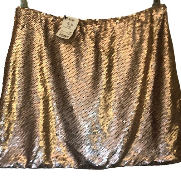 NWT Akira Chimera rose gold sequined mini skirt sz L - Picture 1 of 8
